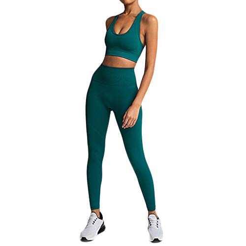 Generisch Damen Sport Set Trainingsanzug BH + Leggings Sport Set Fitness Gym Yoga Tanzen Racerback Sportanzug Outfit Jogginganzug Freizeitanzug Sportswear von Generisch