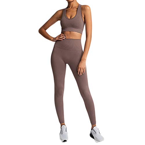Generisch Damen Sport Set Trainingsanzug BH + Leggings Sport Set Fitness Gym Yoga Tanzen Racerback Sportanzug Outfit Jogginganzug Freizeitanzug Sportswear von Generisch