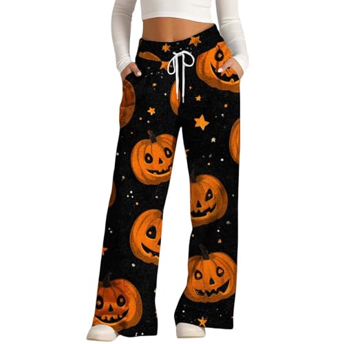 Generisch Damen Sporthose Lang, Leichte Sweathose, Jogginghose Halloween Hose Baggy Kostüm Sporthose Lang Trainingshose Yogahose Lockere Bequem Sweatpants Weites Bein Freizeithose Laufhose Sweathose von Generisch