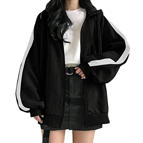 Generisch Damen Sportjacke Kapuzenjacke Old Collge Hoodie Frühlingsjacke Hip Hop Boyfriends Stil Oberteile Sweatjacke Basic Pullover Jacke Kapuzenpullover Freizeitjacke Übergangsjacke von Generisch