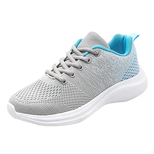 Generisch Damen Sportschuhe Modische Muster Color Blocking Mesh Atmungsaktive Schnürschuhe Flache bequeme Laufschuhe Damenschuhe Gelb 43 (Blue, 39) von Generisch