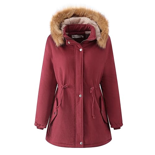 Generisch Damen Steppmantel Wintermantel Winterjacke gefüttert mit hochabschließendem Kragen Skijacke Damen Winter Mantel Frauen Lang von Generisch