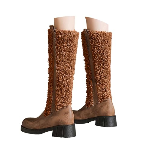 Generisch Damen Stiefel, Reißverschluss, Plateau, mittelhohe Wadenhöhe Stiefeletten Damen Schnürstiefel Stiefeletten mit Reißverschluss Herbst Winter Boots Wadenhohe Stiefel (39) von Generisch