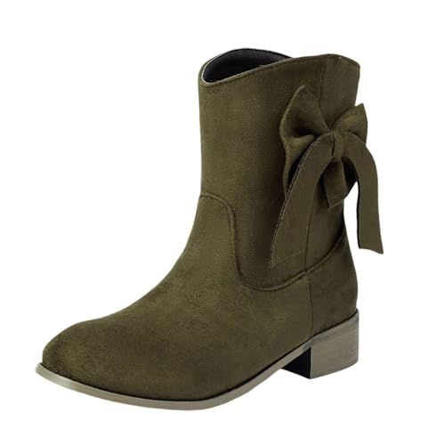 Generisch Damen Stiefel Bequeme Wildleder Elegant Absatz Westernstiefel Damen Runde Zehen Hohe Einfarbige Langschaft Boots Damenstiefel Winterstiefel von Generisch