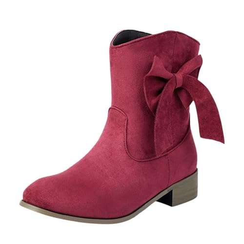 Generisch Damen Stiefel Bequeme Wildleder Elegant Absatz Westernstiefel Damen Runde Zehen Hohe Einfarbige Langschaft Boots Damenstiefel Winterstiefel von Generisch