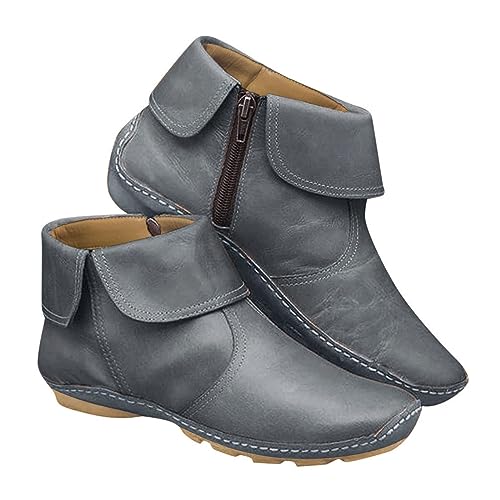 Damen Stiefel Boots Stiefelette Stiefeletten Cowboystiefel Winterstiefel Cowboy Schicke Schuhe Cow Boy Flache Westernstiefel von Generisch