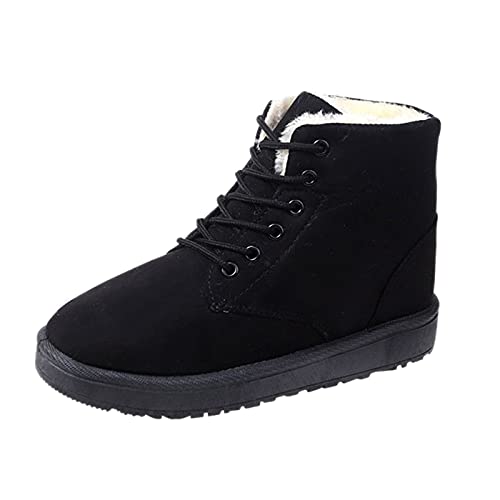 Generisch Damen Stiefel Frauen Schnürstiefel Hohe Schnüren Leinwandstiefel Winterschuhe Boots Stiefeletten Stiefel Stiefeletten mit Absatz Obermaterial Stiefeletten Plateau Ankle Boots (Black, 39) von Generisch