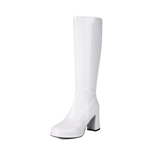 Generisch Damen Stiefelette Stiefel Stiefeletten Mix Wasserdichte Retro Cowboystiefel Mid Calf Boots Ohne Schnallen Chelsea Breite Füße Weitschaftstiefel von Generisch