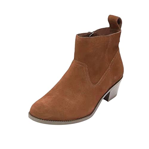 Generisch Damen Stiefeletten Westernstiefel Boots Winter Women Western Winterstiefel Schicke Schuhe Cow Boy Wildleder Winterschuhe Cowboystiefel Flache Stiefel Stiefelette von Generisch