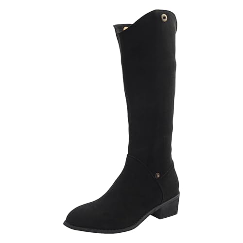 Generisch Damen Stiefeletten mit Absatz Elegant mit Reißverschluss Kniehohe Stiefel für Damen, spitze Zehenpartie, Wildlederstiefel, klobiger Absatz, Kunstleder, lässige Schuhe, hoch, 2025 (38) von Generisch
