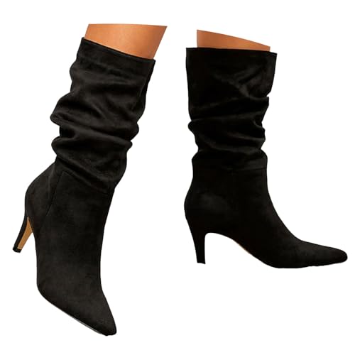 Generisch Damen Stiefeletten mit Absatz Elegant mit Reißverschluss Stiefeletten Damen Schnürstiefel Reißverschluss Herbst Winter Boots spitzer Zehenpartie und Stilettoabsatz, elegante für Partys (35) von Generisch