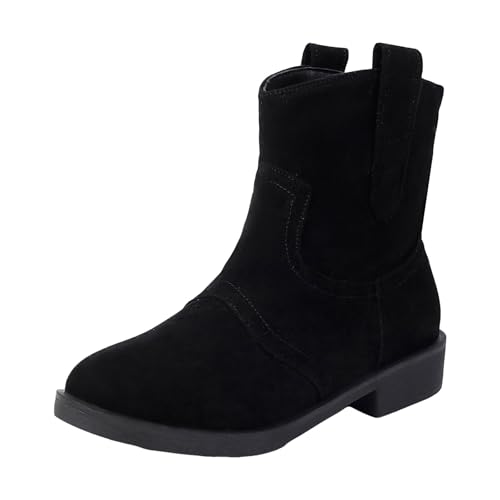 Generisch Damen Stiefeletten mit Absatz mit Reißverschluss Vegan Kurze Cowboystiefel für Damen, breiter Schaft, Westernstiefel niedrigem, klobigem Absatz, Stiefeletten, Kleid, Country, Konzert (43) von Generisch