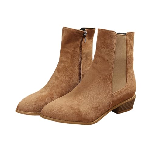 Generisch Damen Stiefeletten mit Blockabsatz,Kurze Boots Schuhe für Damen,Einfarbig Blockabsatz mittelhohem Absatz Plateau Retro Stiefel Winter warm Damenstiefel von Generisch