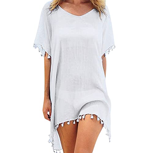Generisch Damen Strandponcho Sommer Bikini Badeanzug Cover Up Strandkleid mit Quasten Boho Strand Tunika Bikini Beachwear Cover-Ups für Sommerstrand, Schwimmbad von Generisch