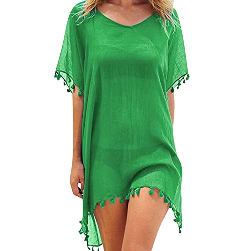 Generisch Damen Strandponcho Sommer Bikini Badeanzug Cover Up Strandkleid mit Quasten Boho Strand Tunika Bikini Beachwear Cover-Ups für Sommerstrand, Schwimmbad von Generisch