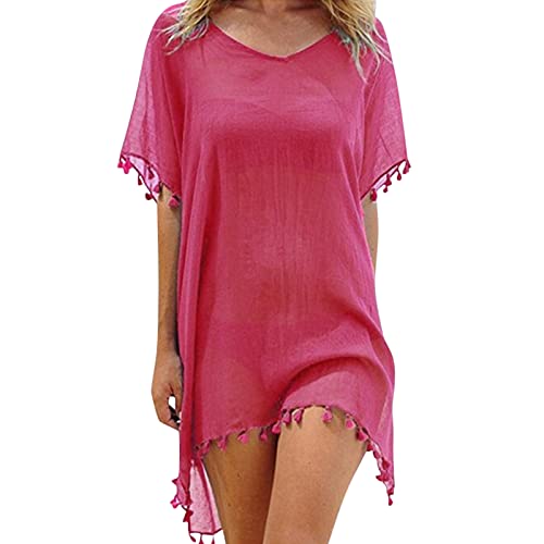 Generisch Damen Strandponcho Sommer Bikini Badeanzug Cover Up Strandkleid mit Quasten Boho Strand Tunika Bikini Beachwear Cover-Ups für Sommerstrand, Schwimmbad von Generisch