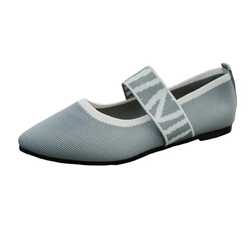 Generisch Damen Strick-Ballerinas Mit Rundkappe Flache Freizeit Schuhe Orthopädische Sommer Passform Bequem Weiches Kleid Schuhe Niedriger Keil Slip on Ballerina Walking von Generisch