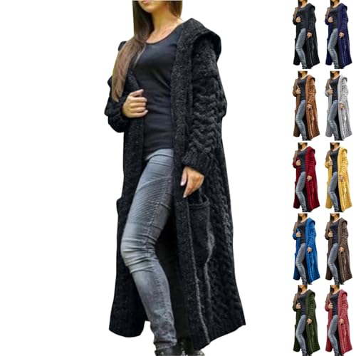 Generisch Damen Strickjacke Lang Cardigan Grobstrick Langarm Winter Warme Strickmantel Mit Kapuze Grobstrickjacke Strick Winterjacke Pullover Sweater Pullover & Strickjacken Für Damen von Generisch
