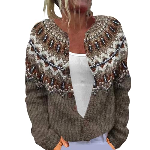 Generisch Damen Strickjacke Sommer, Winter Cardigan Damen, Pullover Strickjacken Elegante Winter Warm Herbst Jacke Strick Übergangsjacke Leichte Sweater Norweger Strickpullover von Generisch
