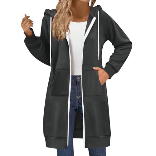 Generisch Damen Sweatjacke Lang Kapuzenpullover Zip Hoodie Jacke mit Reißverschluss Langarm Kapuzenjacke Herbst Winter Sweatshirt Pulli mit Taschen Streetwear Generisch Damen Sweatjacke Lang Kapuzenpullover Zip Hoodie Jacke mit Reißverschluss Langarm Kapuzenjacke Herbst Winter Sweatshirt Pulli mit Taschen Streetwear von Generisch