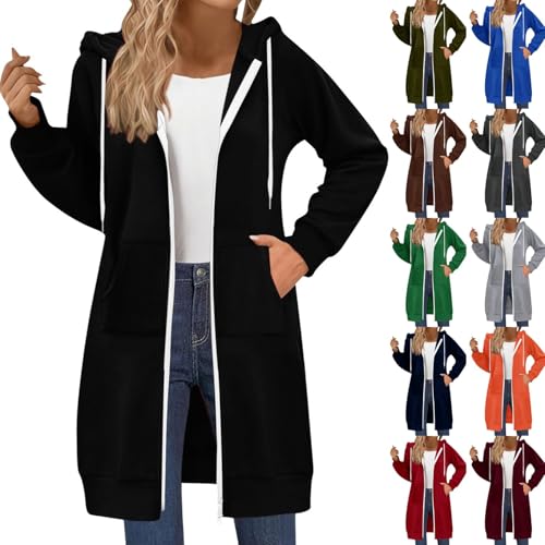Generisch Damen Sweatjacke Lang Kapuzenpullover Zip Hoodie Jacke mit Reißverschluss Langarm Kapuzenjacke Herbst Winter Sweatshirt Pulli mit Taschen Streetwear Generisch Damen Sweatjacke Lang Kapuzenpullover Zip Hoodie Jacke mit Reißverschluss Langarm Kapuzenjacke Herbst Winter Sweatshirt Pulli mit Taschen Streetwear von Generisch