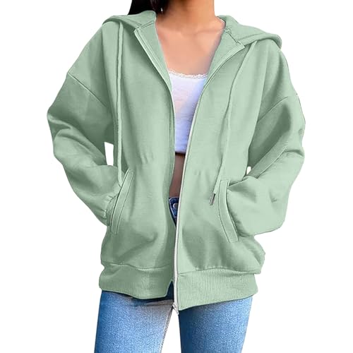 Generisch Damen Sweatjacke Mit Kapuze Hoodie Jacke Oversize Zipper Sportjacke Frauen Langarm Kapuzenjacke Sweatshirt-Jacke Leichte Hoodies Damen-Jacken Sportjacken Casual Style Bomberjacke von Generisch