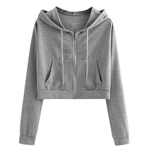Generisch Damen Sweatjacke Zip Hoodie Kurz Sweatjacke Kapuzenpullover Pullover Herbstt Winter Casual Sweatshirt Langarm Baumwolle Hoody Oberteile mit Kapuze Teenager Mädchen von Generisch