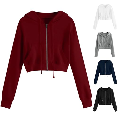 Generisch Damen Sweatjacke Zip Hoodie Kurz Sweatjacke Kapuzenpullover Pullover Herbstt Winter Casual Sweatshirt Langarm Baumwolle Hoody Oberteile mit Kapuze Teenager Mädchen Generisch Damen Sweatjacke Zip Hoodie Kurz Sweatjacke Kapuzenpullover Pullover Herbstt Winter Casual Sweatshirt Langarm Baumwolle Hoody Oberteile mit Kapuze Teenager Mädchen von Generisch
