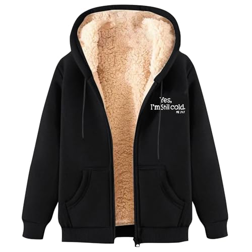 Generisch Damen Sweatjacke mit Zipper Kapuzenpullover mit Fleece gefütterte Reißverschluss Einfarbig Teddyfutter Causal Fleecepullover Herbst Winter Winterjacken mit Kapuze Generisch Damen Sweatjacke mit Zipper Kapuzenpullover mit Fleece gefütterte Reißverschluss Einfarbig Teddyfutter Causal Fleecepullover Herbst Winter Winterjacken mit Kapuze von Generisch