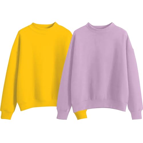 Generisch Damen Sweatshirt Ohne Kapuze Baumwolle Sweatshirts FüR Damen Strickjacke Oversize Pullover Sweatjacke Pulli Herbst Damenpullover Langarm Hoodie Fleecejacke Langarmshirt（2er Pack） S-2XL von Generisch