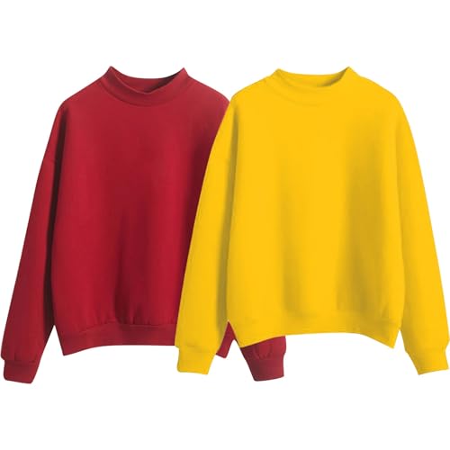 Generisch Damen Sweatshirt Ohne Kapuze Baumwolle Sweatshirts FüR Damen Strickjacke Oversize Pullover Sweatjacke Pulli Herbst Damenpullover Langarm Hoodie Fleecejacke Langarmshirt（2er Pack） S-2XL von Generisch