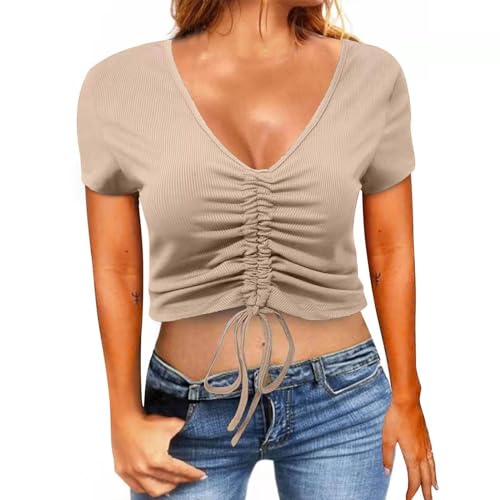 Generisch Damen-T-Shirt mit Flügelärmeln Sommer-Tanktop schlicht lässig lockere Passform Blusen Bedrucktes Damen T-Shirt Sommerkleid Damen Basic Tshirt Damen Weiß Basic Top Damen Weiß von Generisch