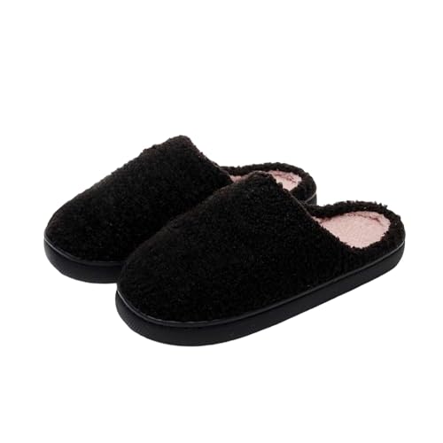Generisch Damen Teddy-Fleece-Hausschuhe Weiche Flache Plüsch Pantoffeln rutschfeste Filzpantoffeln Flauschige Slipper für Drinnen und Draußen von Generisch