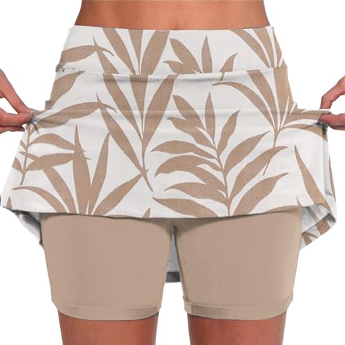 Generisch Damen Tennisrock mit Hose Drunter, Sommer Minirock Kurz Golfrock Fitness Running Rock Hellblauer Rock von Generisch