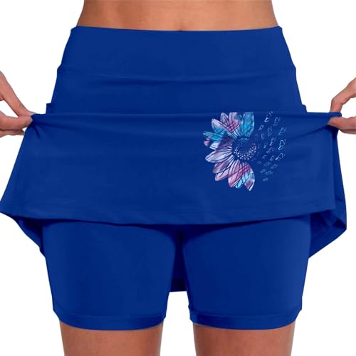 Generisch Damen Tennisröcke Hohe Taille Tennis Skort mit Taschen Laufröcke Sport Golfrock mit Innenhose Orangener Rock Damen von Generisch