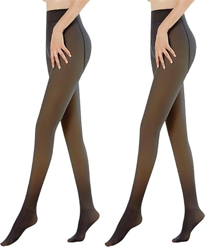 Generisch Damen Thermo Strumpfhose Translucent Winter Leggings mit Innenfleece High Waist Gefütterte Plüschstrümpfe Durchscheinend Warmhaltende Strumpfhosen Thermal Tights Strumpfhose Thermo Damen Xl von Generisch