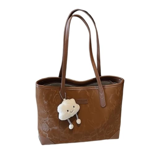 Generisch Damen Tote Bag Große Handtasche Einfache Schultertasche für Schule Arbeit Freizeit | Braun von Generisch