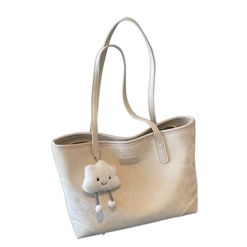 Generisch Damen Tote Bag Große Handtasche Einfache Umhängetasche für Schule Arbeit Freizeit | Weiß von Generisch