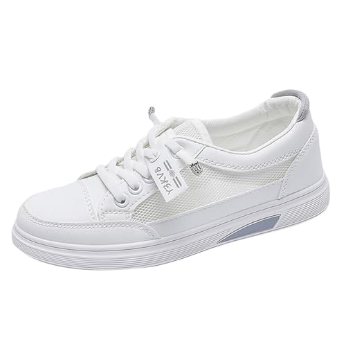 Generisch Damen Trachtenschuhe Zum Dirndl Trachten Sneaker Damen Weiss Spitzen Trachtensneaker Elegant Flache Spitze Bestickte Freizeitschuhe Atmungsaktive Mesh Walkingschuhe Graue Trachtenschuhe von Generisch