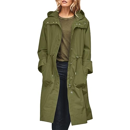 Generisch Damen Trenchcoat Jacke Frühling Atmungsaktiv Übergangsmantel Elegant Vintage Frühlingsmantel Klassische Longjacke Grosse Groessen Trenchcoat Tailliert Langer Mantel XXL von Generisch