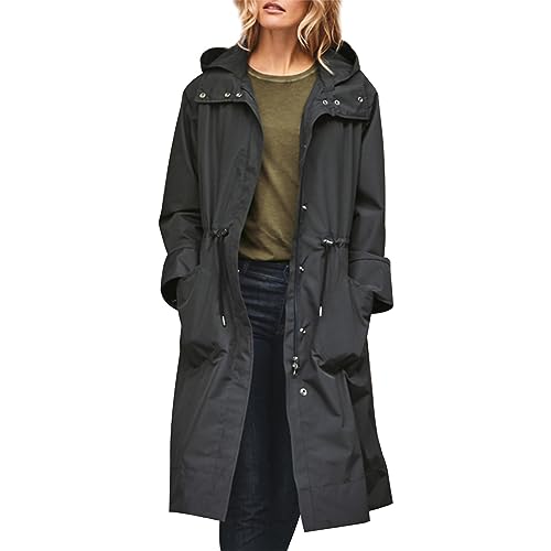 Generisch Damen Trenchcoat Jacke Frühling Atmungsaktiv Übergangsmantel Elegant Vintage Frühlingsmantel Klassische Longjacke Grosse Groessen Trenchcoat Tailliert Langer Mantel XXL von Generisch