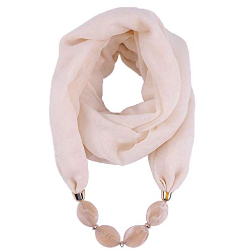 Generisch Damen Tücher Halskette Mode Must Have Schmuck Schal Sonnenschutz Jahrgang Böhmischen Stil Kette Quasten Halstücher Bekleidung Elegant Ethno Wrap Halstuch 180 x 49CM(A01 Beige) von Generisch