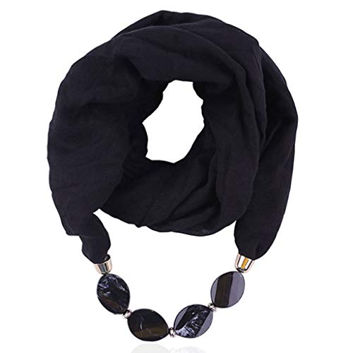 Generisch Damen Tücher Halskette Mode Must Have Schmuck Schal Sonnenschutz Jahrgang Böhmischen Stil Kette Quasten Halstücher Bekleidung Elegant Ethno Wrap Halstuch 180 x 50CM(A01 Black) von Generisch