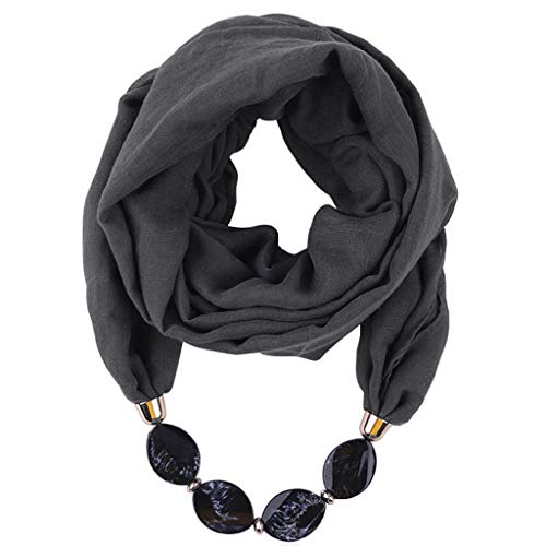 Generisch Damen Tücher Halskette Mode Must Have Schmuck Schal Sonnenschutz Jahrgang Böhmischen Stil Kette Quasten Halstücher Bekleidung Elegant Ethno Wrap Halstuch 180 x 54CM(A01 Drak gray) von Generisch