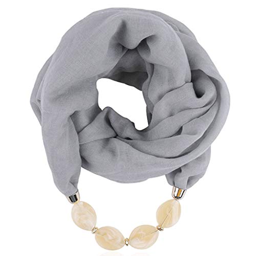 Generisch Damen Tücher Halskette Mode Must Have Schmuck Schal Sonnenschutz Jahrgang Böhmischen Stil Kette Quasten Halstücher Bekleidung Elegant Ethno Wrap Halstuch 180 x 56CM(A01 Gray) von Generisch