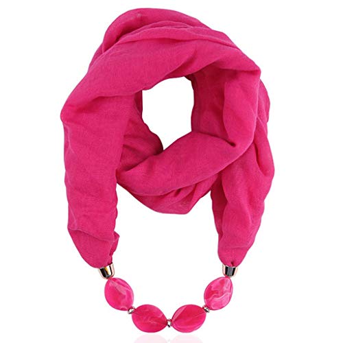 Generisch Damen Tücher Halskette Mode Must Have Schmuck Schal Sonnenschutz Jahrgang Böhmischen Stil Kette Quasten Halstücher Bekleidung Elegant Ethno Wrap Halstuch 180 x 57CM(A01 Hot Pink) von Generisch
