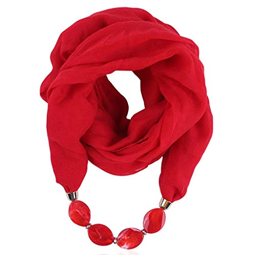 Generisch Damen Tücher Halskette Mode Must Have Schmuck Schal Sonnenschutz Jahrgang Böhmischen Stil Kette Quasten Halstücher Bekleidung Elegant Ethno Wrap Halstuch 180 x 60CM(A01 Red,180X48) von Generisch