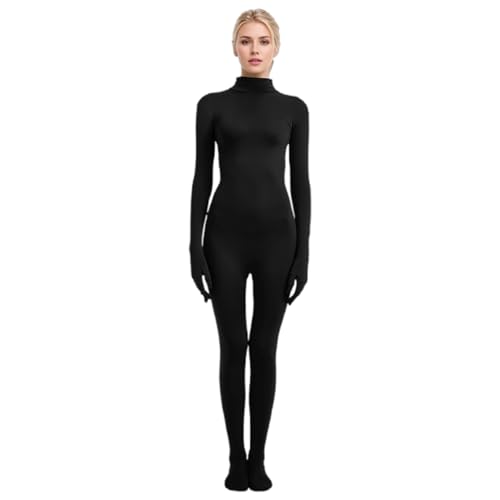 Generisch Damen Turtleneck Full Body Unitard Bodycon Einteiler Ganzkörper-Overall Langarm Rollkragen Tanzen Yoga Gymnastik Kostüm Bühnenauftritt von Generisch
