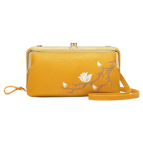 Generisch Damen-Umhängetasche mit Handyhalter, Handytasche (Yellow,Small) von Generisch