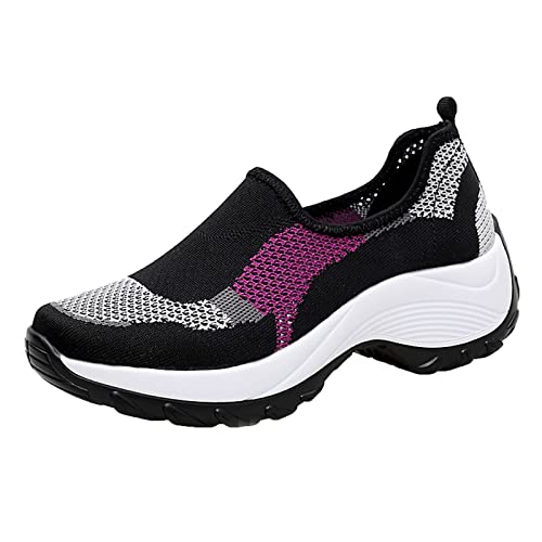 Generisch Damen Walkingschuhe，Leicht Bequeme Sportschuhe，Mode Freizeit Barfussschuhe，Dicker Sohle Wanderschuhe，Outdoor wasserdichte Trekkingstiefel，Atmungsaktives Mesh-Obermaterial Sneaker von Generisch
